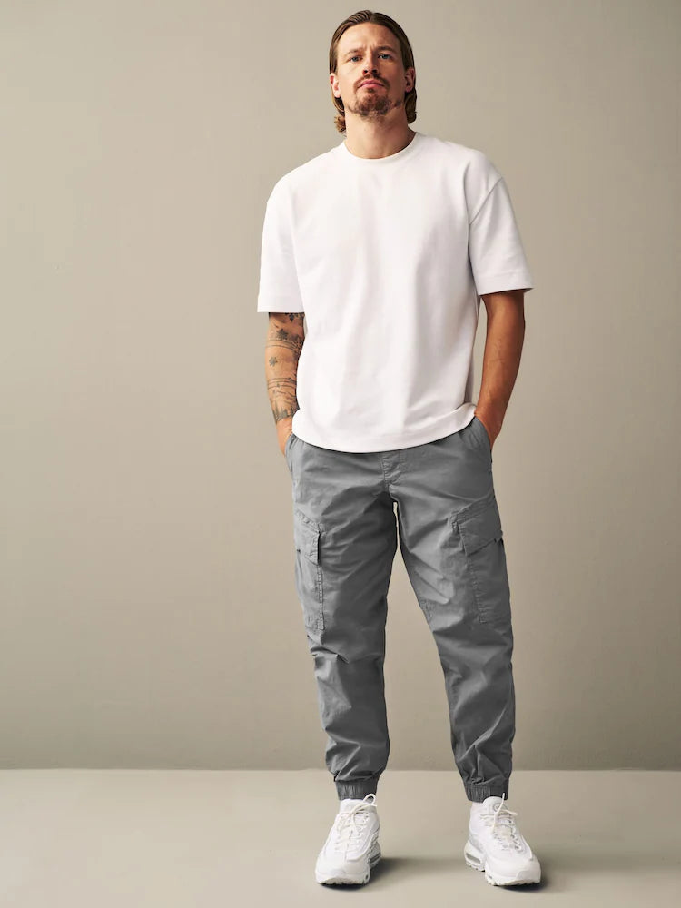 D&co. Light Blue Grey Tapered Fit Cargo Trousers