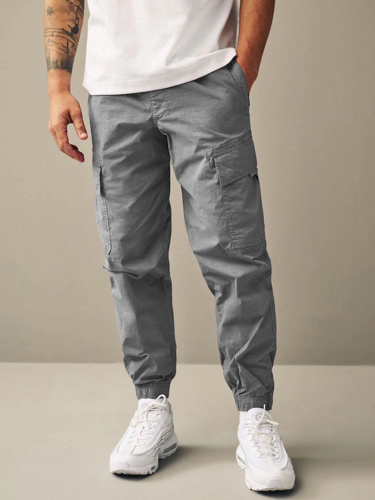 D&co. Light Blue Grey Tapered Fit Cargo Trousers